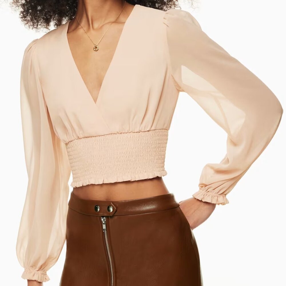 Aritzia Wilfred Wistful Blouse Pink Coral Blush